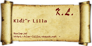 Klár Lilla névjegykártya